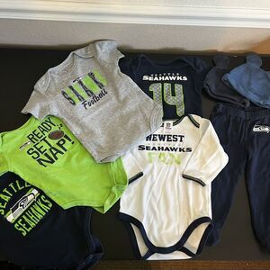 Toddler Boy NFL Seattle Seahawks Outfits One Pieces Pants Hats Lot Of 6 / 6-9 Mo
